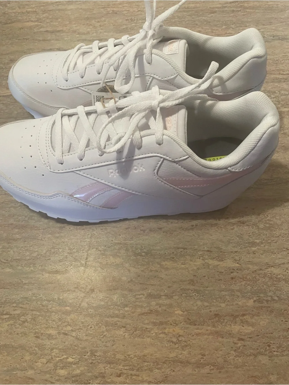 Reebok Women's Classic White Sneakers with Pink Accent size 9
